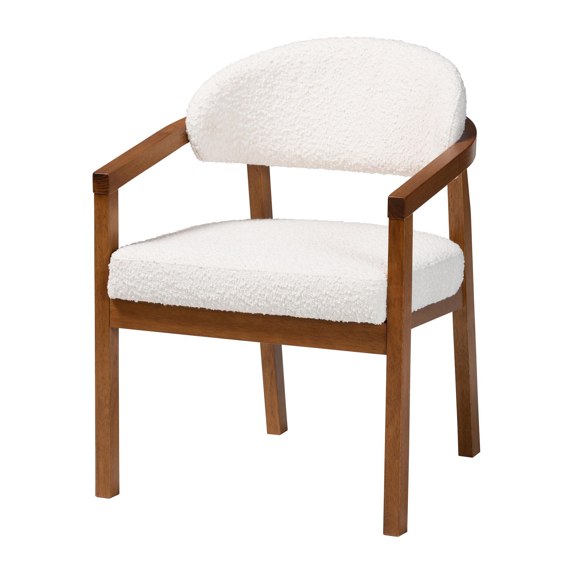Baxton Studio Biana Boucle Dining Chair - Modern Upholstered Accent Armchair, Cream, Minimalist Design Affordable modern furniture in Chicago, classic dining room furniture, modern dining chairs, cheap dining chairs